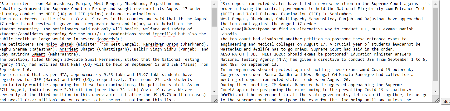 News Similarity Problem - NER solution